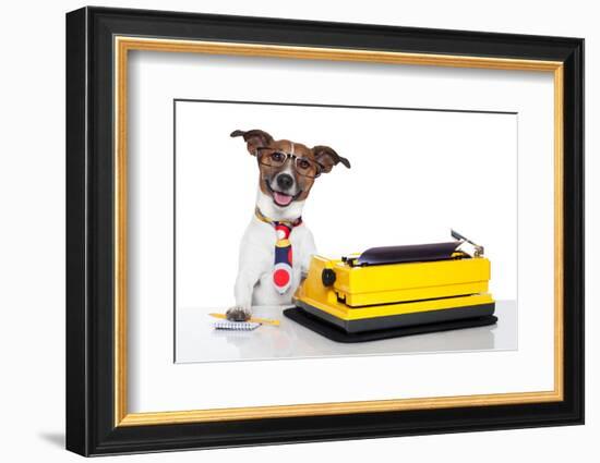 Business Dog Typewriter-Javier Brosch-Framed Photographic Print