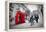 Business Life Concept in London, the Uk. Red Phone Booth, People in Suits Walking-Michal Bednarek-Framed Premier Image Canvas