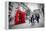 Business Life Concept in London, the Uk. Red Phone Booth, People in Suits Walking-Michal Bednarek-Framed Premier Image Canvas