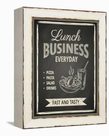 Business Lunch Poster on Blackboard-hoverfly-Framed Stretched Canvas