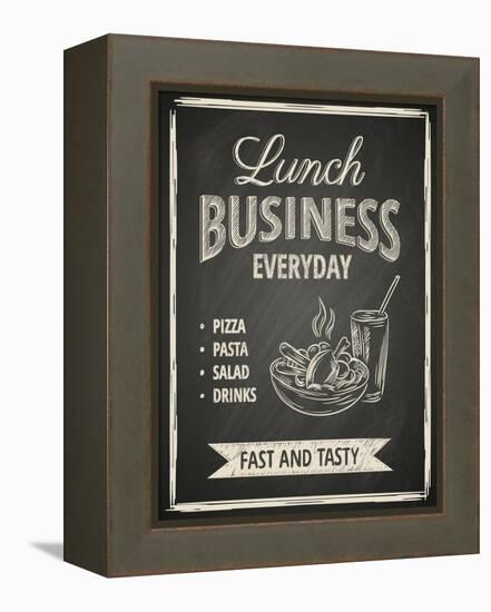 Business Lunch Poster on Blackboard-hoverfly-Framed Stretched Canvas