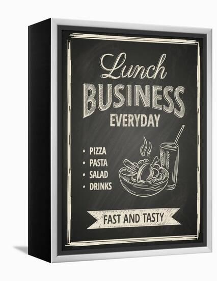 Business Lunch Poster on Blackboard-hoverfly-Framed Stretched Canvas