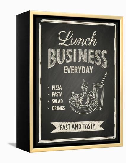 Business Lunch Poster on Blackboard-hoverfly-Framed Stretched Canvas