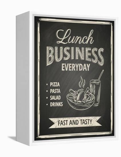 Business Lunch Poster on Blackboard-hoverfly-Framed Stretched Canvas