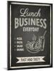 Business Lunch Poster on Blackboard-hoverfly-Mounted Art Print