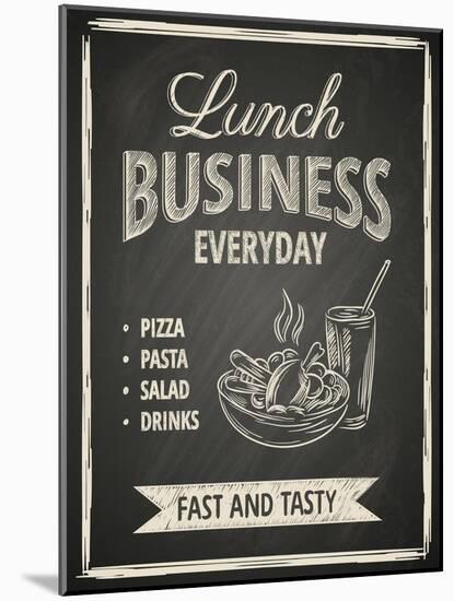 Business Lunch Poster on Blackboard-hoverfly-Mounted Art Print