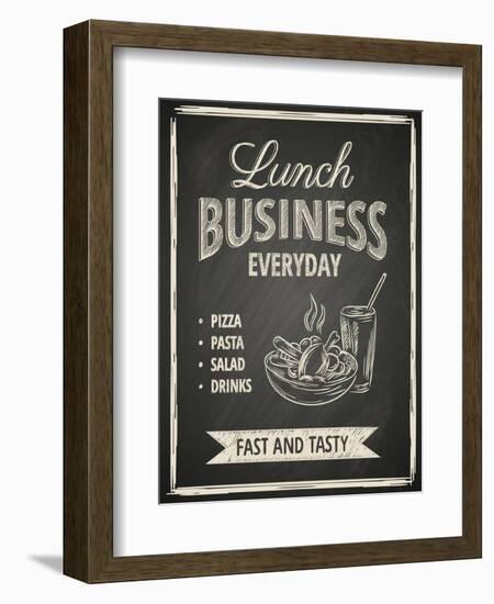 Business Lunch Poster on Blackboard-hoverfly-Framed Premium Giclee Print