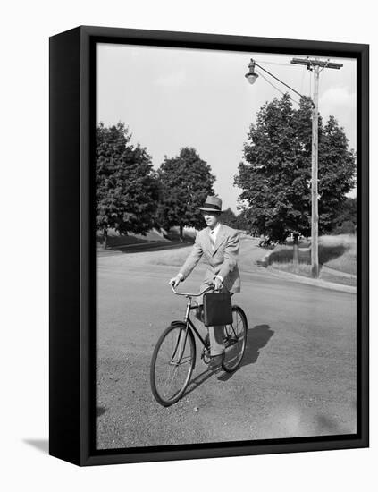 Business Man Riding Bicycle-Philip Gendreau-Framed Premier Image Canvas