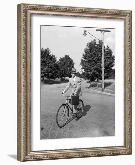 Business Man Riding Bicycle-Philip Gendreau-Framed Photographic Print