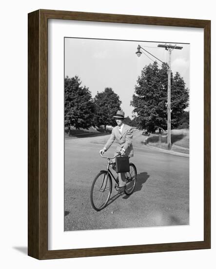 Business Man Riding Bicycle-Philip Gendreau-Framed Photographic Print