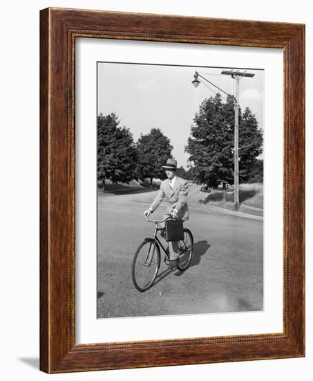 Business Man Riding Bicycle-Philip Gendreau-Framed Photographic Print