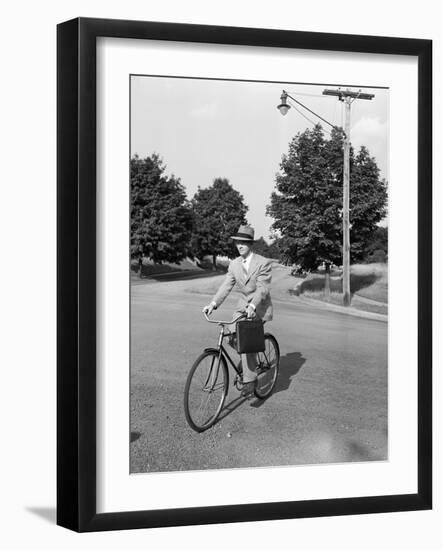 Business Man Riding Bicycle-Philip Gendreau-Framed Photographic Print