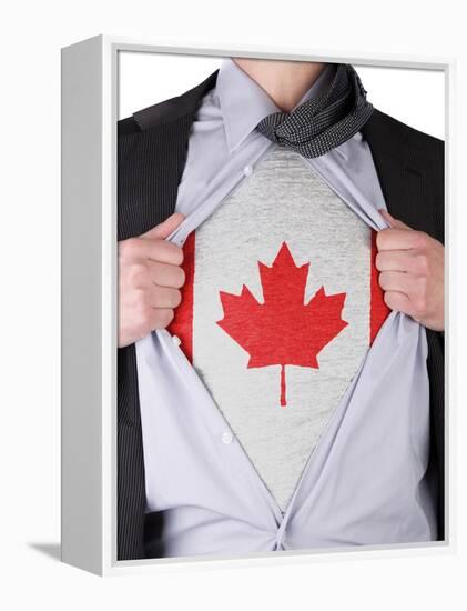 Business Man With Canadian Flag T-Shirt-IJdema-Framed Stretched Canvas