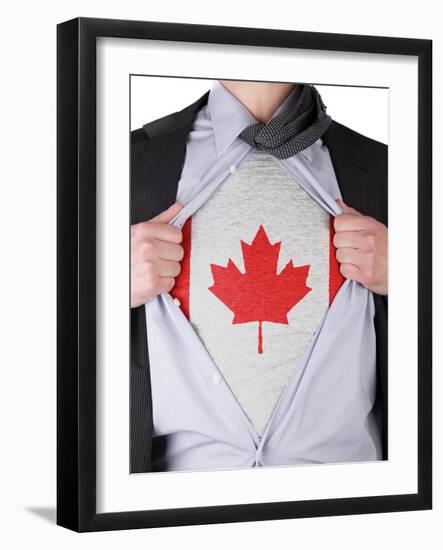 Business Man With Canadian Flag T-Shirt-IJdema-Framed Art Print