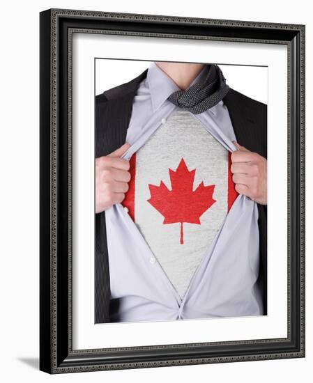 Business Man With Canadian Flag T-Shirt-IJdema-Framed Art Print