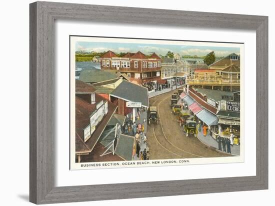 Business Section, Ocean Beach, New London, Connecticut-null-Framed Art Print