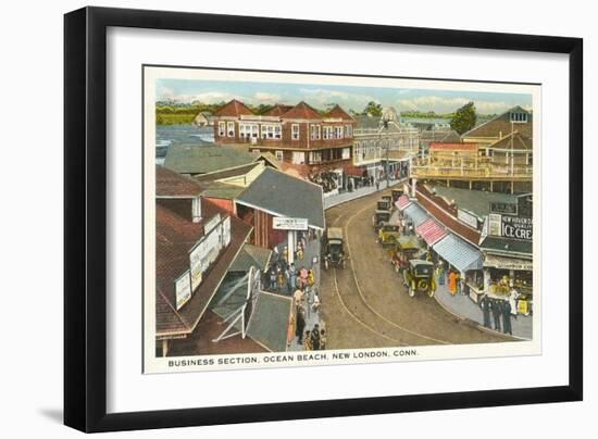 Business Section, Ocean Beach, New London, Connecticut-null-Framed Art Print