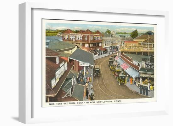 Business Section, Ocean Beach, New London, Connecticut-null-Framed Art Print