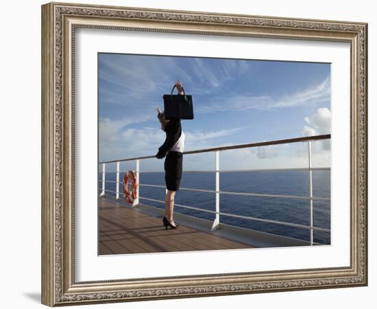 Business Woman on a Cruise Ship, Nassau, Bahamas, West Indies, Caribbean, Central America-Angelo Cavalli-Framed Photographic Print