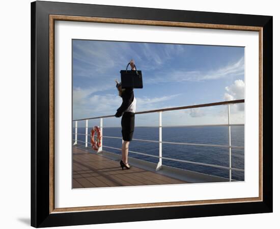 Business Woman on a Cruise Ship, Nassau, Bahamas, West Indies, Caribbean, Central America-Angelo Cavalli-Framed Photographic Print