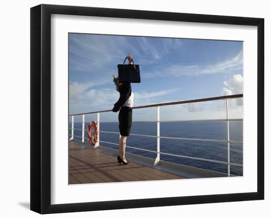 Business Woman on a Cruise Ship, Nassau, Bahamas, West Indies, Caribbean, Central America-Angelo Cavalli-Framed Photographic Print