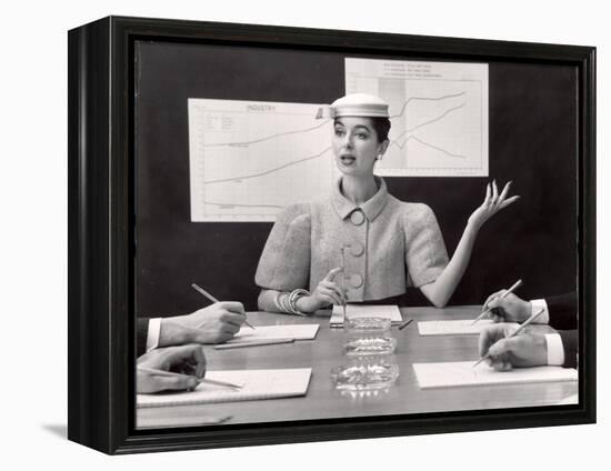 Business Woman Wearing Fashion That Gives Wide Shoulder Look-Nina Leen-Framed Premier Image Canvas