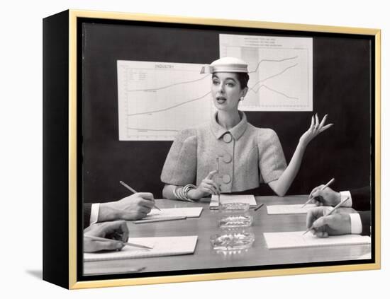 Business Woman Wearing Fashion That Gives Wide Shoulder Look-Nina Leen-Framed Premier Image Canvas