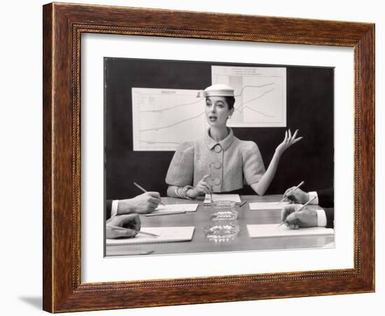 Business Woman Wearing Fashion That Gives Wide Shoulder Look-Nina Leen-Framed Photographic Print