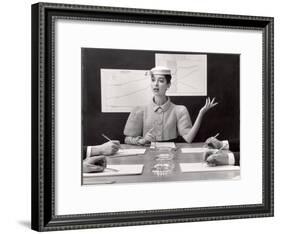 Business Woman Wearing Fashion That Gives Wide Shoulder Look-Nina Leen-Framed Photographic Print