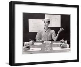 Business Woman Wearing Fashion That Gives Wide Shoulder Look-Nina Leen-Framed Photographic Print