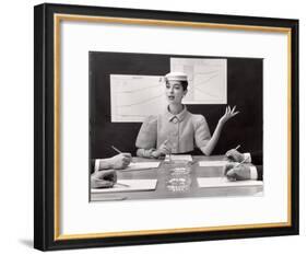 Business Woman Wearing Fashion That Gives Wide Shoulder Look-Nina Leen-Framed Photographic Print