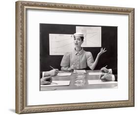 Business Woman Wearing Fashion That Gives Wide Shoulder Look-Nina Leen-Framed Photographic Print