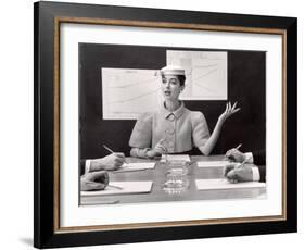 Business Woman Wearing Fashion That Gives Wide Shoulder Look-Nina Leen-Framed Photographic Print