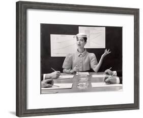 Business Woman Wearing Fashion That Gives Wide Shoulder Look-Nina Leen-Framed Photographic Print