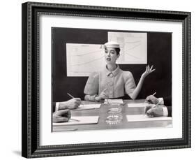 Business Woman Wearing Fashion That Gives Wide Shoulder Look-Nina Leen-Framed Photographic Print