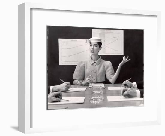 Business Woman Wearing Fashion That Gives Wide Shoulder Look-Nina Leen-Framed Photographic Print