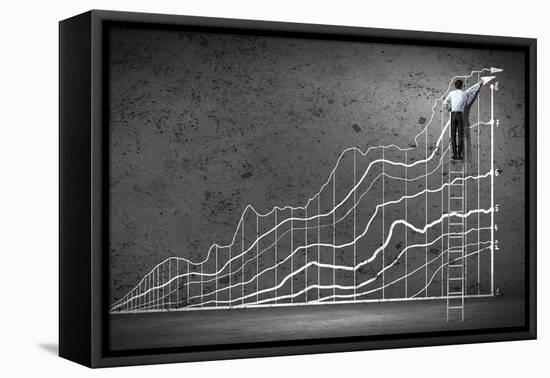 Businessman Drawing Graphics on Wall-Sergey Nivens-Framed Premier Image Canvas