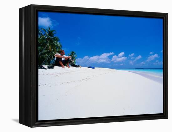 Businessman on Beach, Maldives-Stuart Westmorland-Framed Premier Image Canvas