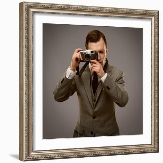 Businessman With A Retro Camera-NejroN Photo-Framed Art Print