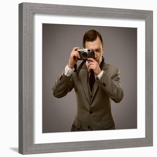 Businessman With A Retro Camera-NejroN Photo-Framed Art Print