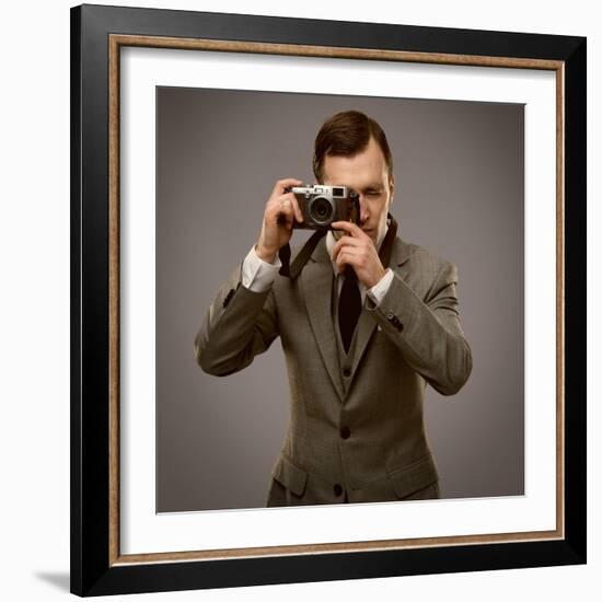 Businessman With A Retro Camera-NejroN Photo-Framed Art Print