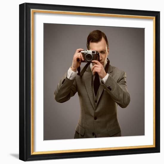 Businessman With A Retro Camera-NejroN Photo-Framed Art Print