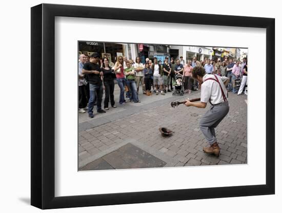 Busker Entertaining the Crowds, Galway, County Galway, Connacht, Republic of Ireland-Gary Cook-Framed Photographic Print