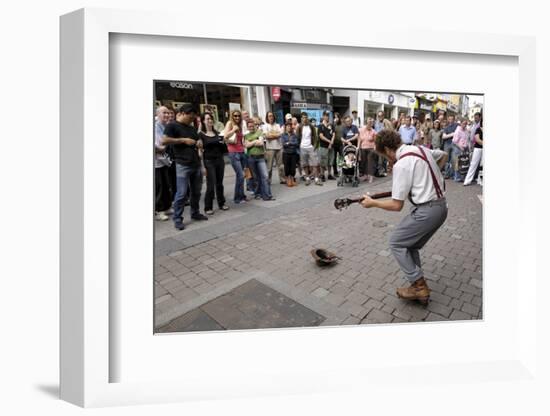 Busker Entertaining the Crowds, Galway, County Galway, Connacht, Republic of Ireland-Gary Cook-Framed Photographic Print