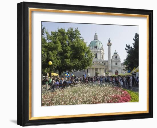 Buskers Festival at St. Charles' Church (Karlskirche), Resselpark, Karlsplatz, Vienna, Austria-Jean Brooks-Framed Photographic Print