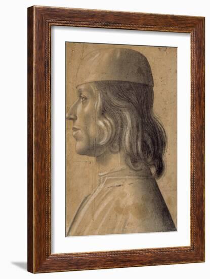 Bust-Length Portrait of a Man in Profile to Left, Wearing a Cap, 1475-1500-null-Framed Giclee Print