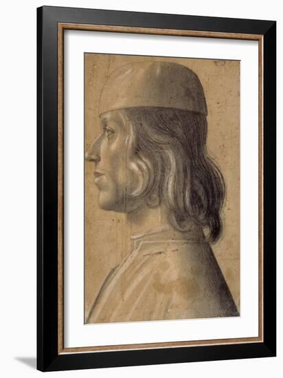 Bust-Length Portrait of a Man in Profile to Left, Wearing a Cap, 1475-1500-null-Framed Giclee Print