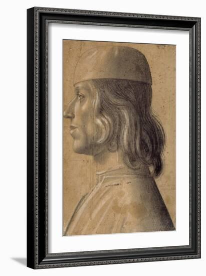 Bust-Length Portrait of a Man in Profile to Left, Wearing a Cap, 1475-1500-null-Framed Giclee Print