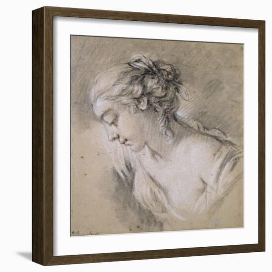 Bust of a Girl in Profile to Left-Francois Boucher-Framed Giclee Print