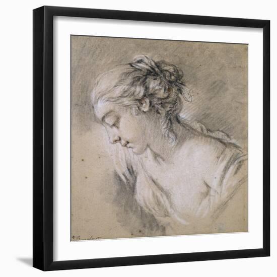 Bust of a Girl in Profile to Left-Francois Boucher-Framed Giclee Print